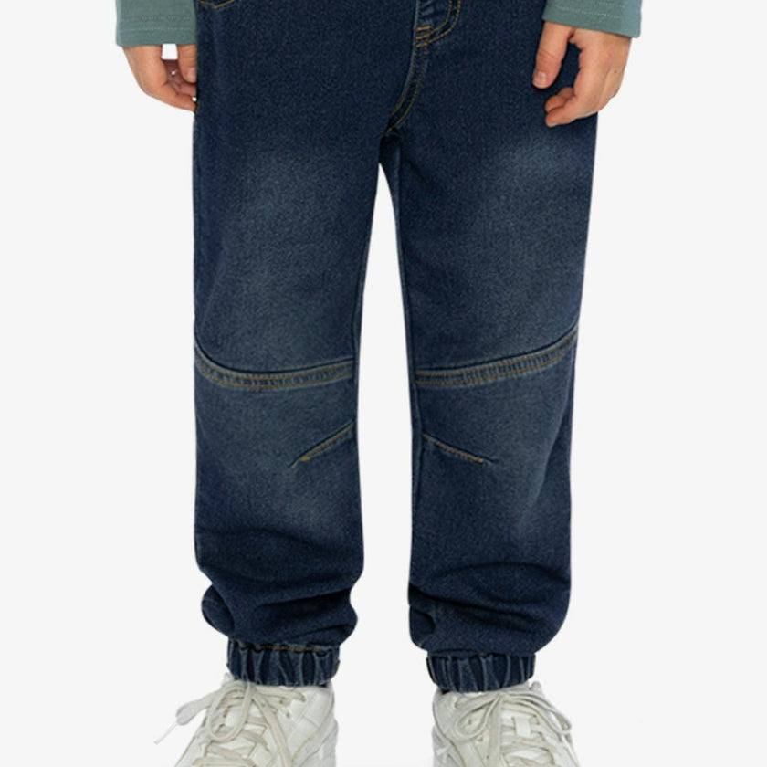 French Terry Denim Jogger Pants Navy Blue
