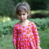 Long Sleeve Bubble Romper in Hearts