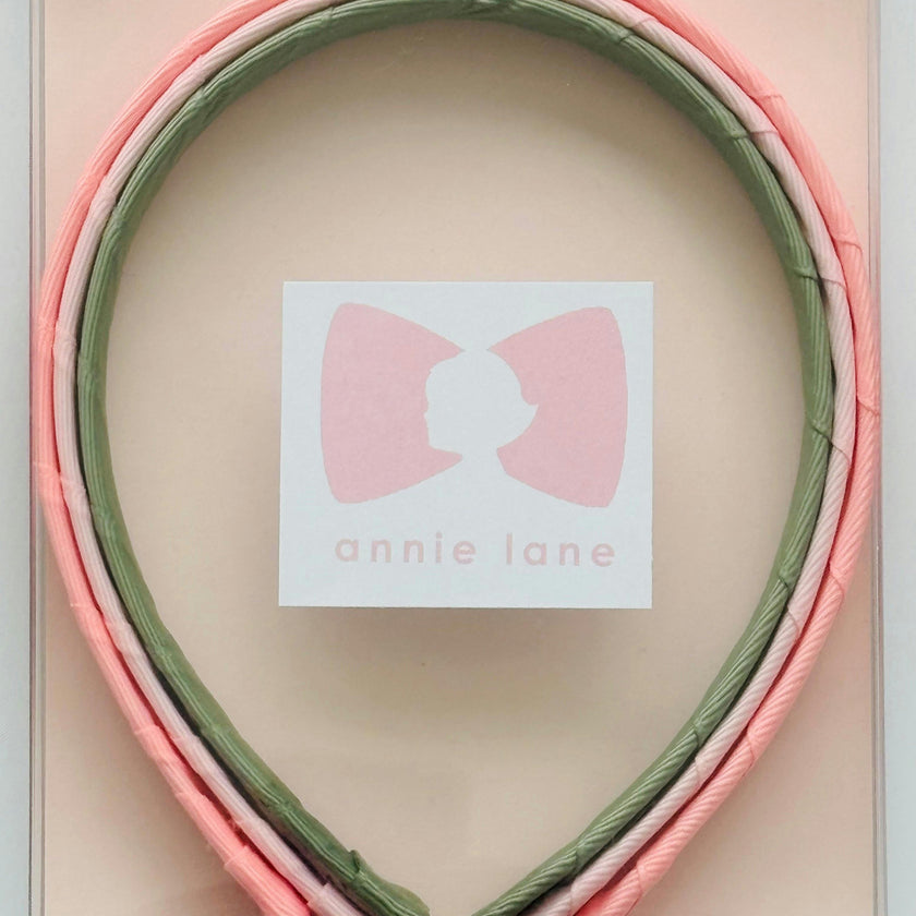 Set of three headbands - cotton candy, pink blush and rustic sage