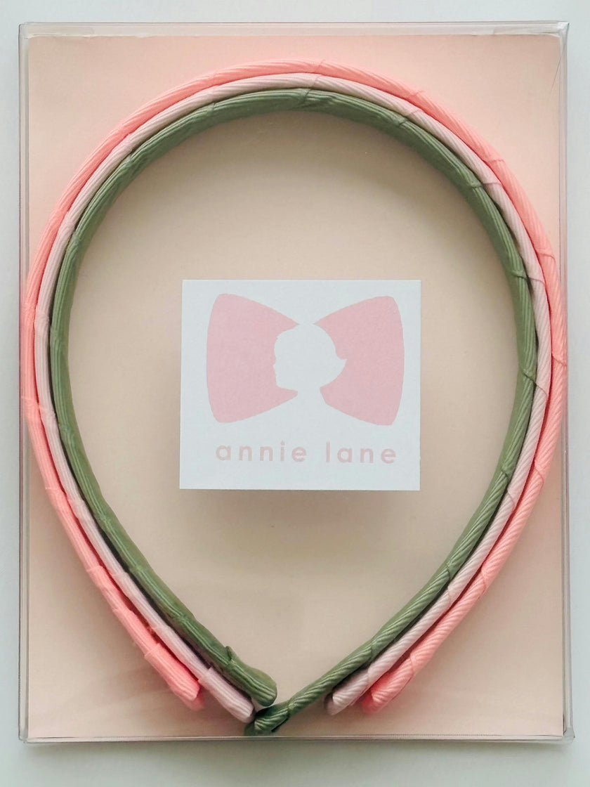 Set of three headbands - cotton candy, pink blush and rustic sage