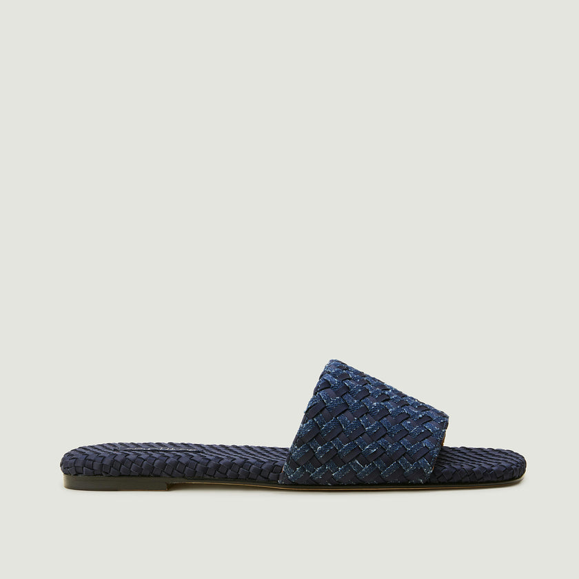 St. Barths Slide Double Weave Denim | Indigo