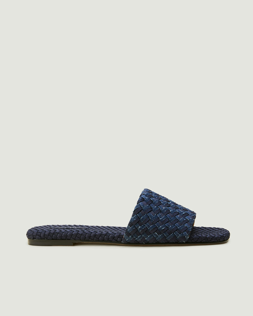 St. Barths Slide Double Weave Denim | Indigo