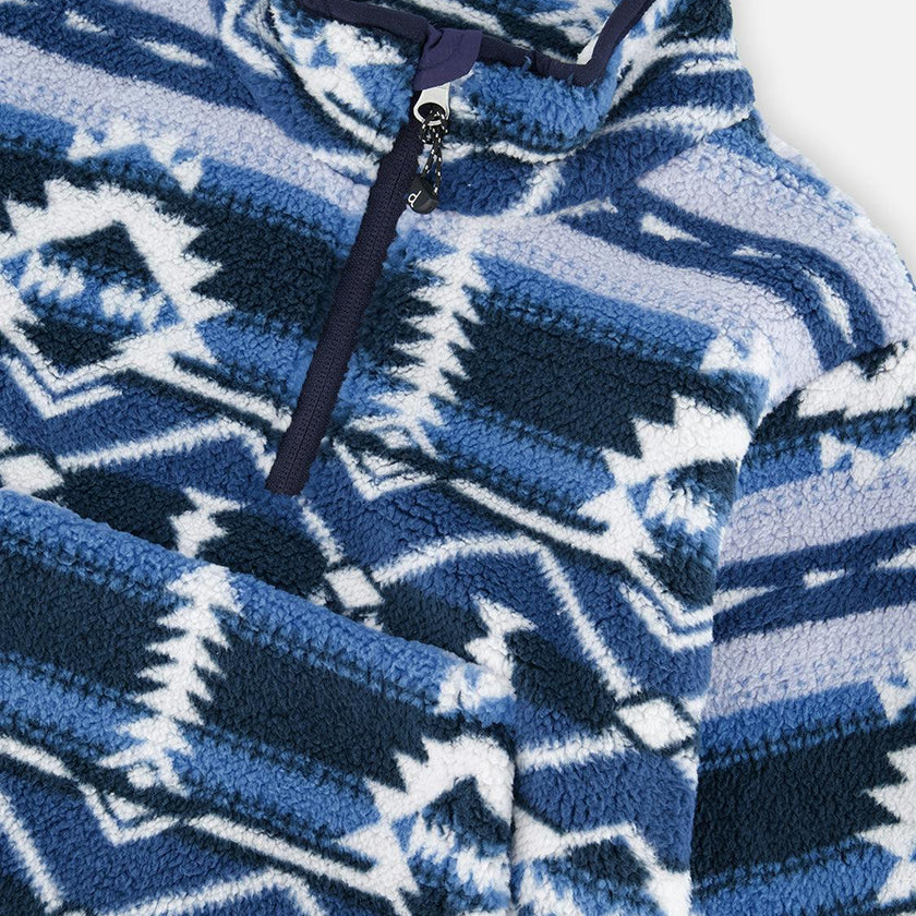 Mid-Season Plush Pullover Jacket Aztec Blue