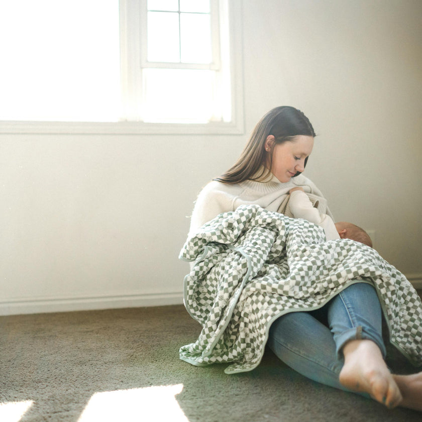 Original Organic Cotton Muslin Quilt - Green Checker