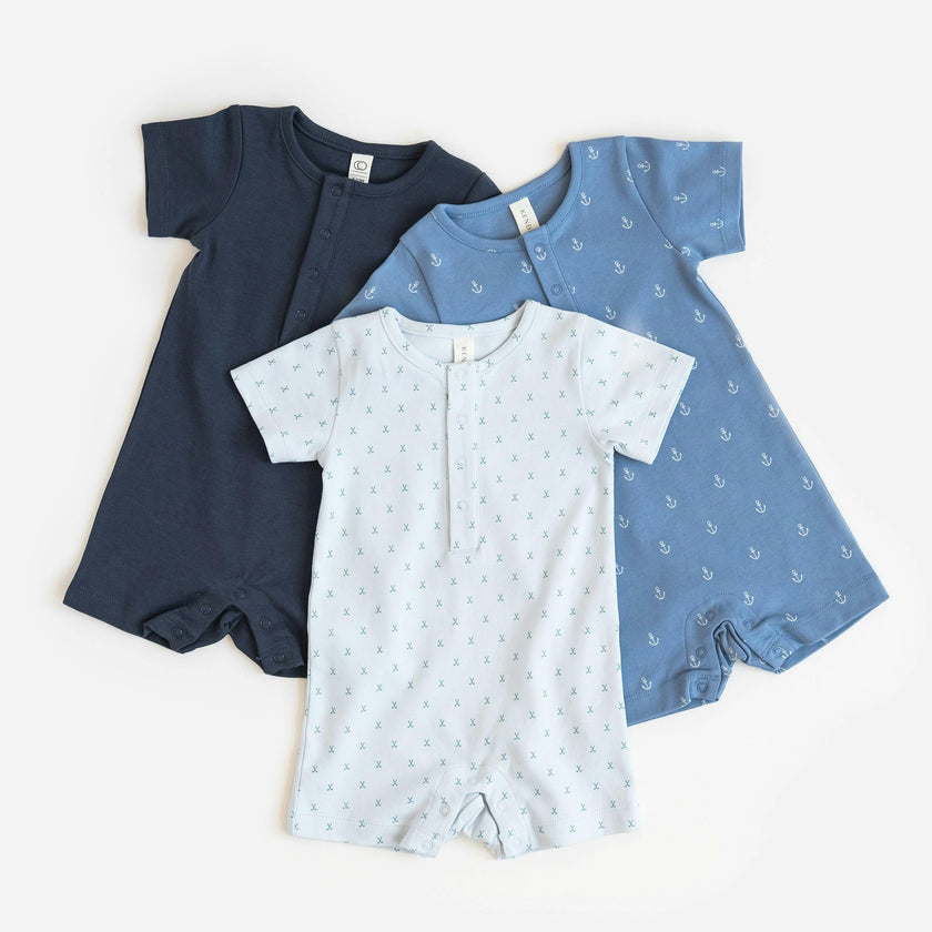 Mason Short Sleeve Romper - Anchor / Sea + Powder