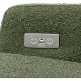 Crewe Electronic Recliner and Swivel Glider in Olive Boucle with Light Wood Base