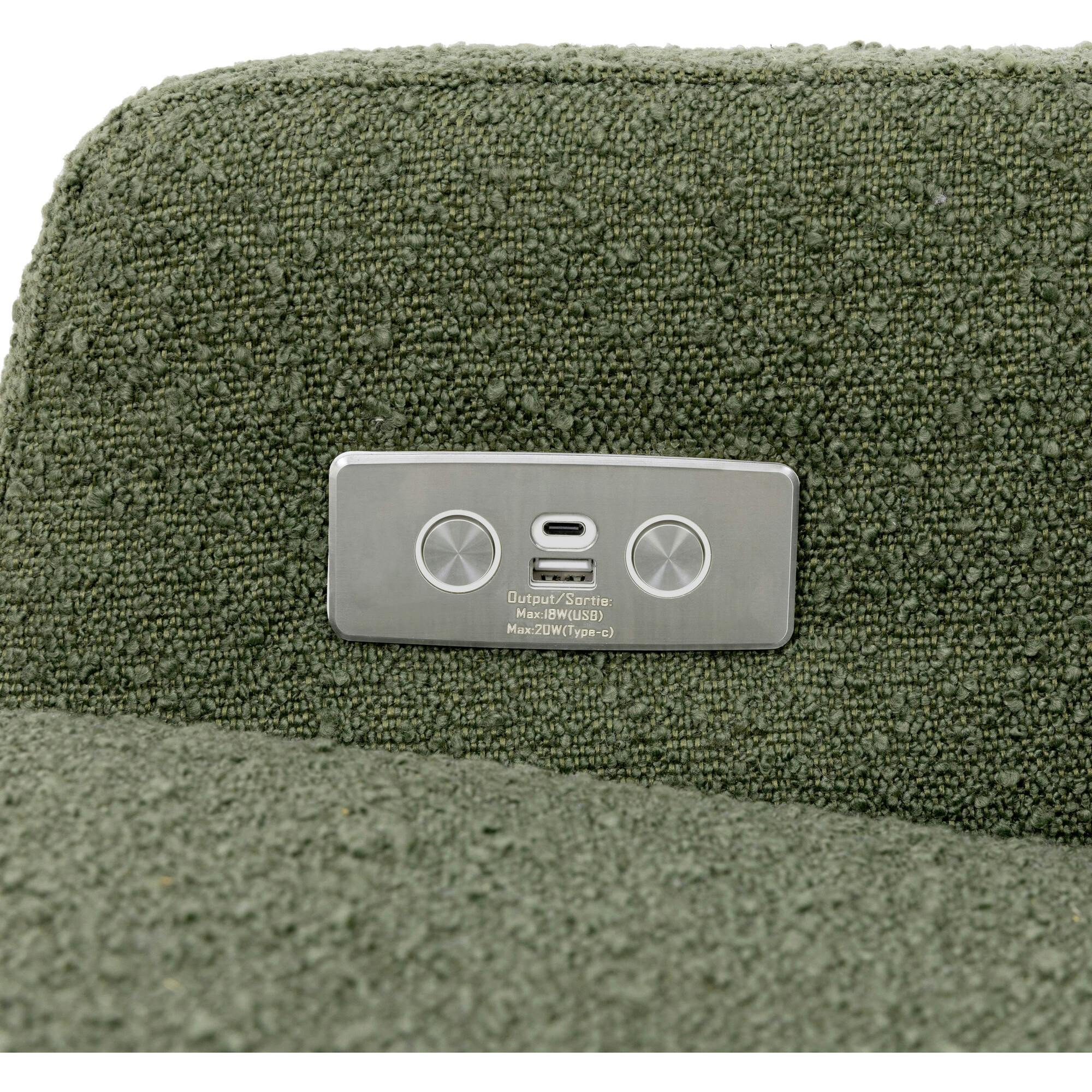 Crewe Electronic Recliner and Swivel Glider in Olive Boucle with Light Wood Base