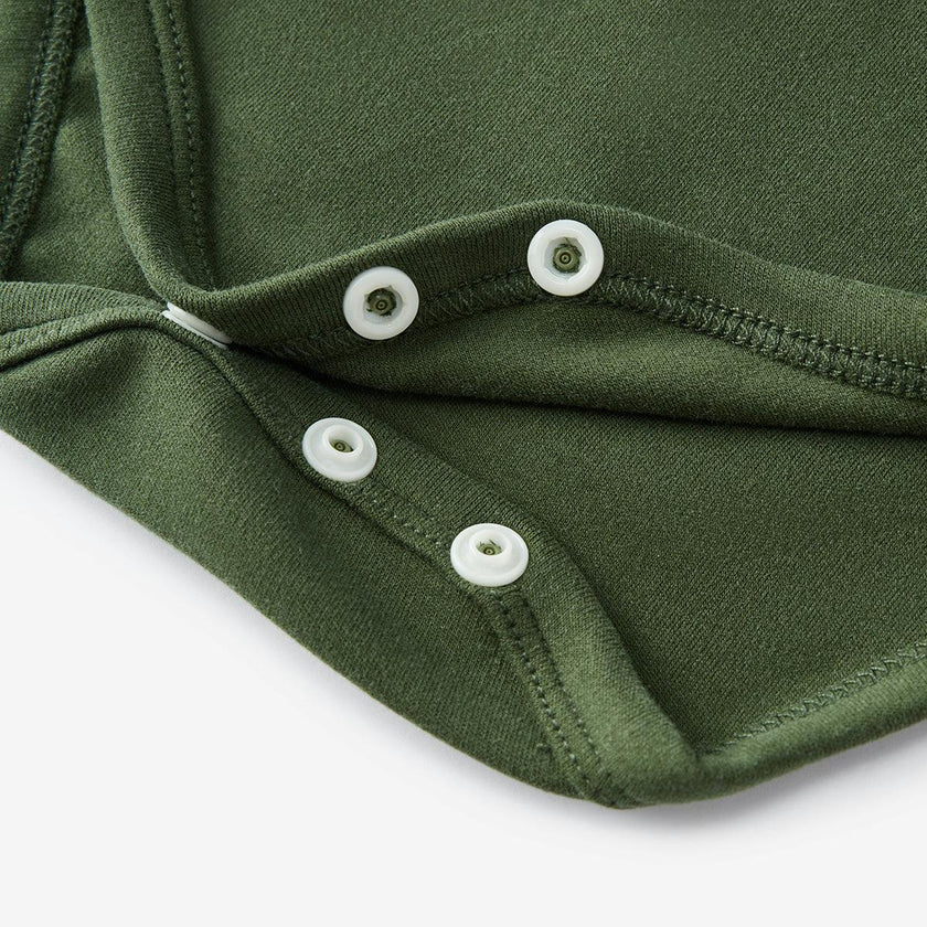 Dark Green Brushed Long Sleeve One Piece