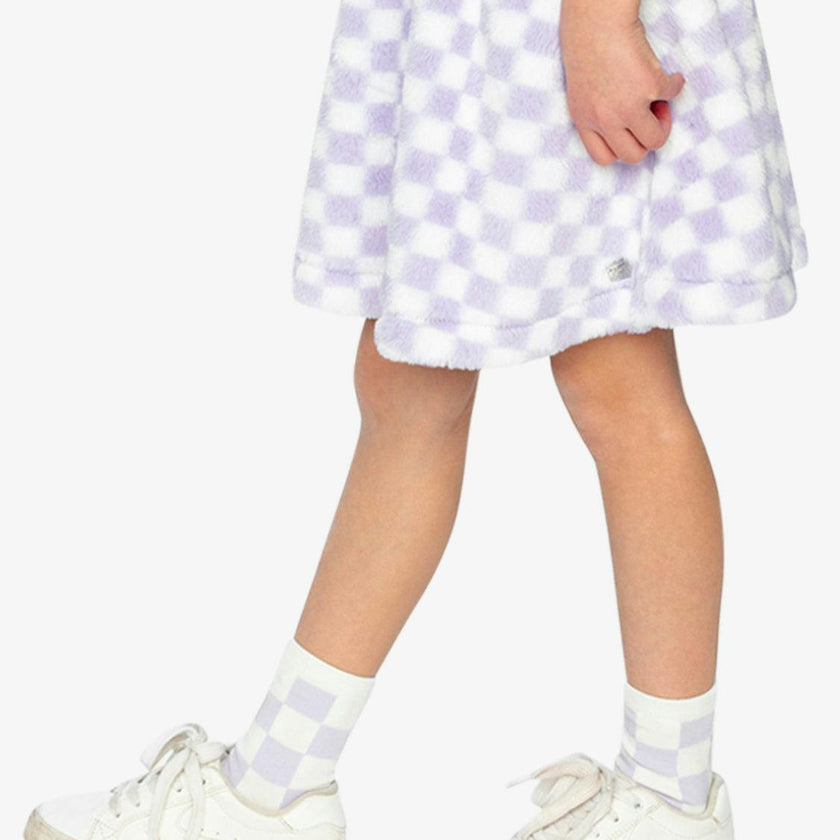 Faux Fur Skirt Lilac and White Tiles