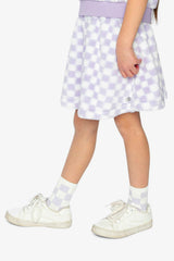 Faux Fur Skirt Lilac and White Tiles