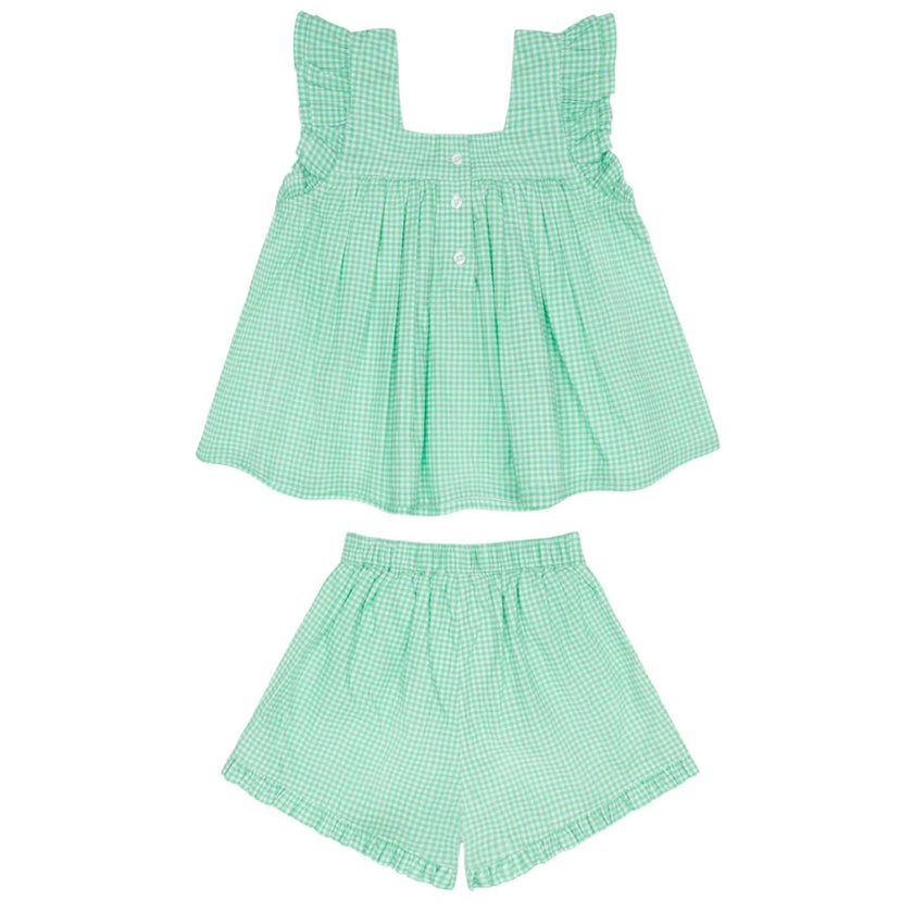 girls gustavia gingham ruffle top and short set