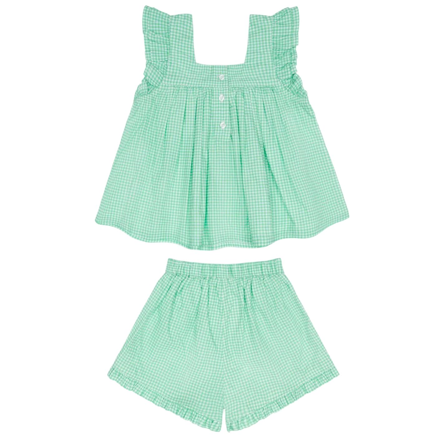 girls gustavia gingham ruffle top and short set