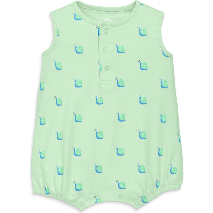 Baby organic henley tank shortie in baby bugs
