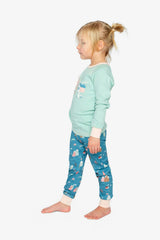 Organic Cotton Two Piece Pajama Set Blue House Print