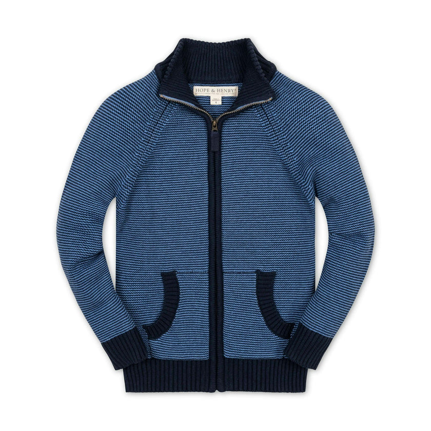 Organic Full Zip Mock Neck Sweater