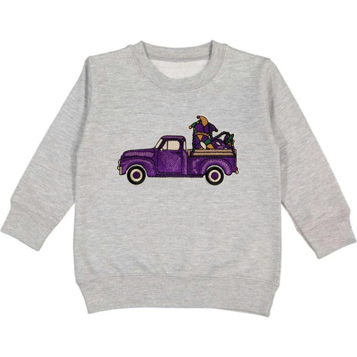 Mardi Gras Truck Patch Sweatshirt - Gray