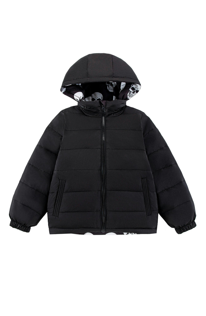 Blake Hooded Reversible Lightweight Down Puffer Jacket, Skulls