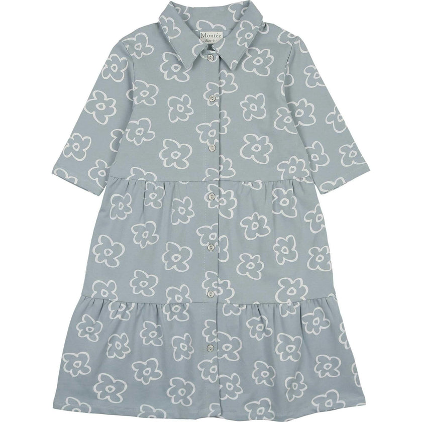 Tiered Flower 3/4 Sleeve Dress