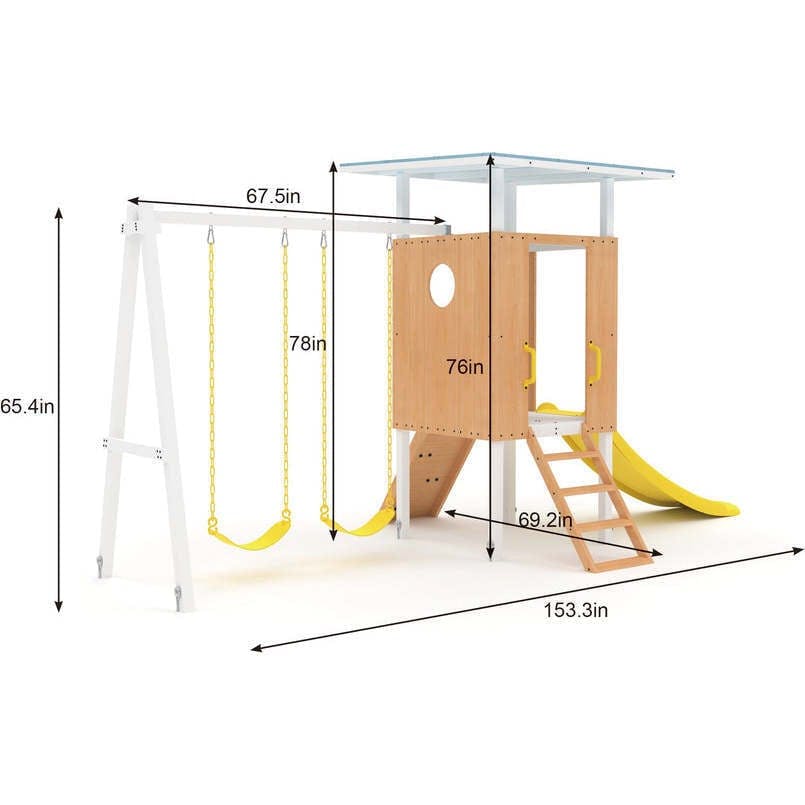Forest Small Outdoor Toddler Swing Set | Compact Wooden Swing Frame for Babies & Kids