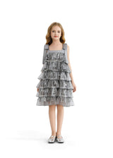 Silver Tiered Ruffle Dress