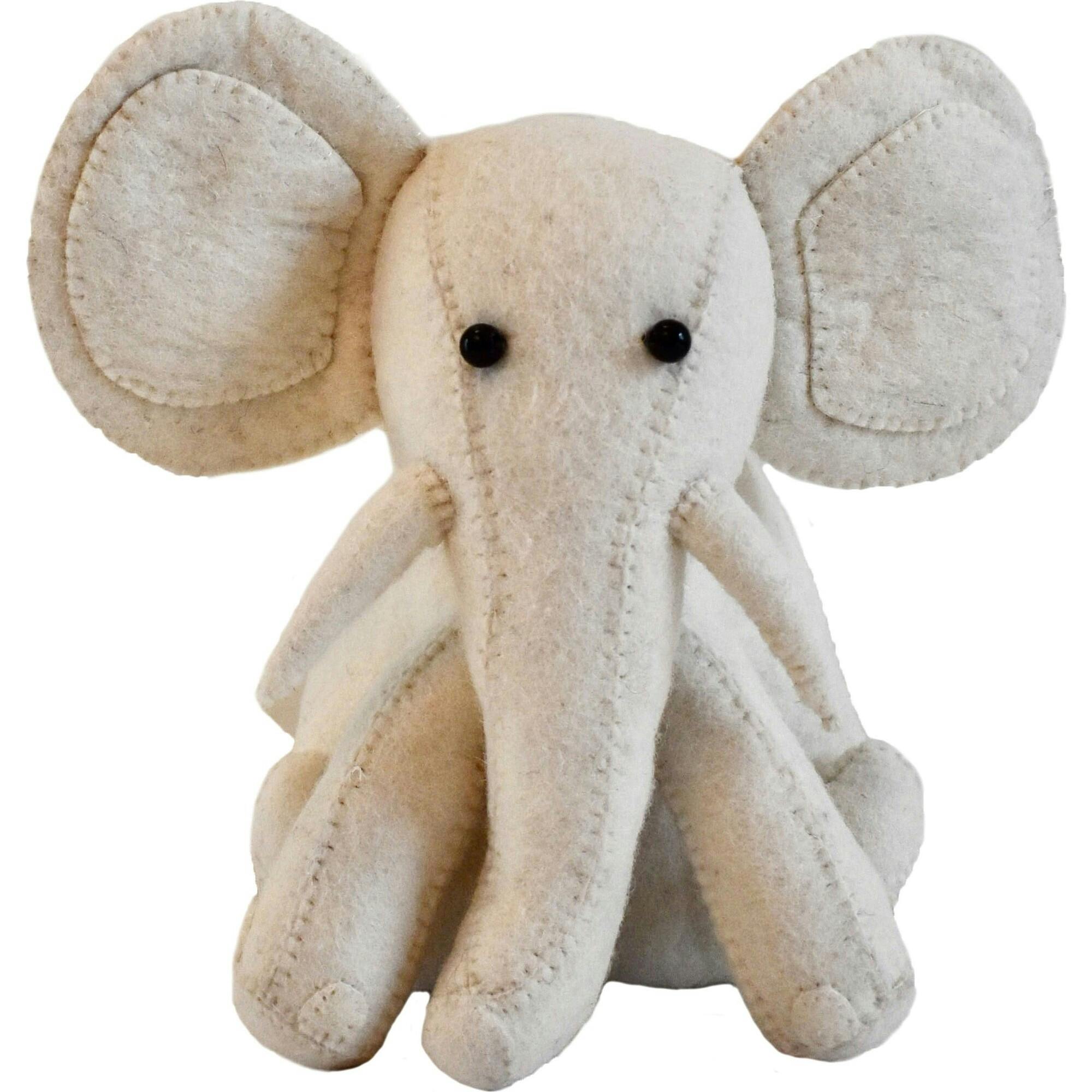 Cream Elephant Door Stop Hand Felted Wool