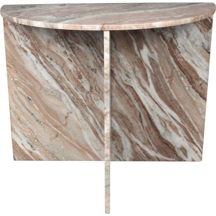 Patrice 20" Art Deco Minimalist Natural Marble Handmade Demilune Side Table