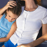 women's white pointelle short sleeve cardigan