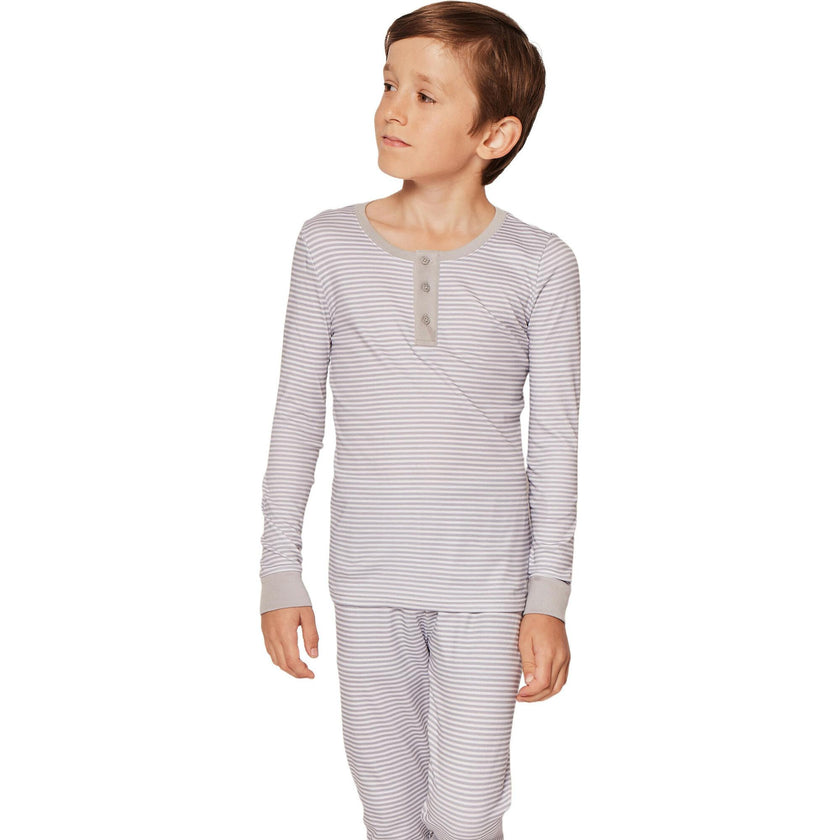 Kid's Pima Snug Fit Pajama Set in Pink Stripe