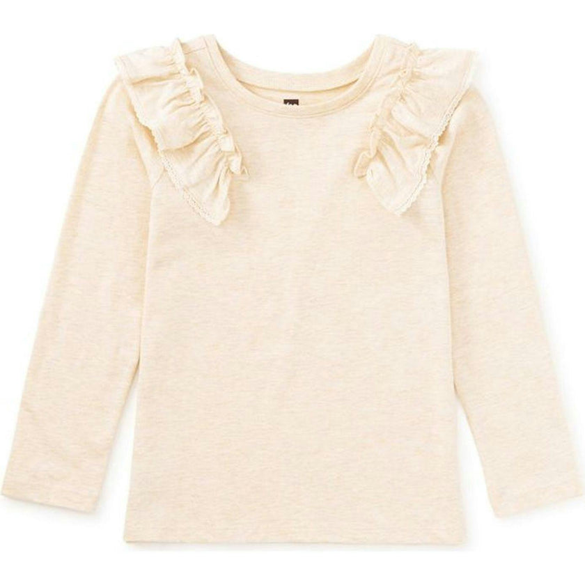 Long Sleeve Lace Trim Top, Natural