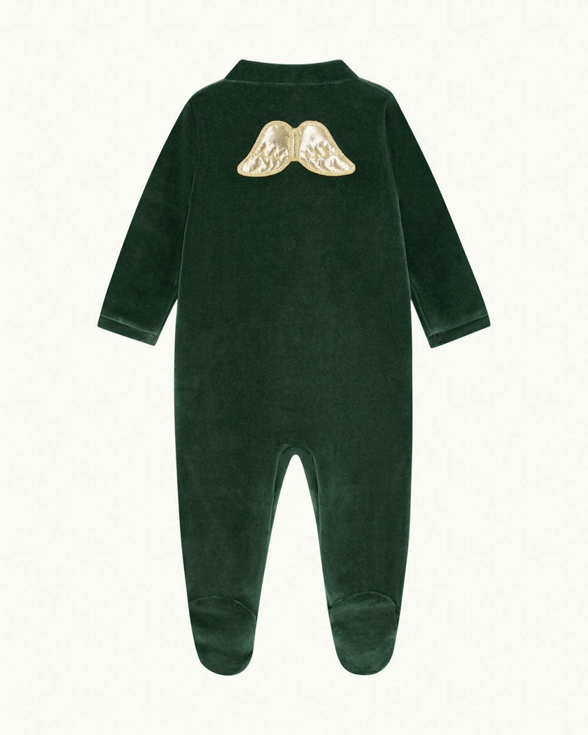 Velour Angel Wing™ Sleepsuit - Gold & Emerald Green
