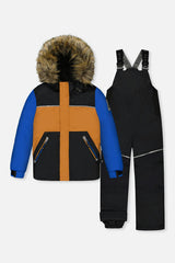 Two Piece Discover Snowsuit Black Brown and Blue