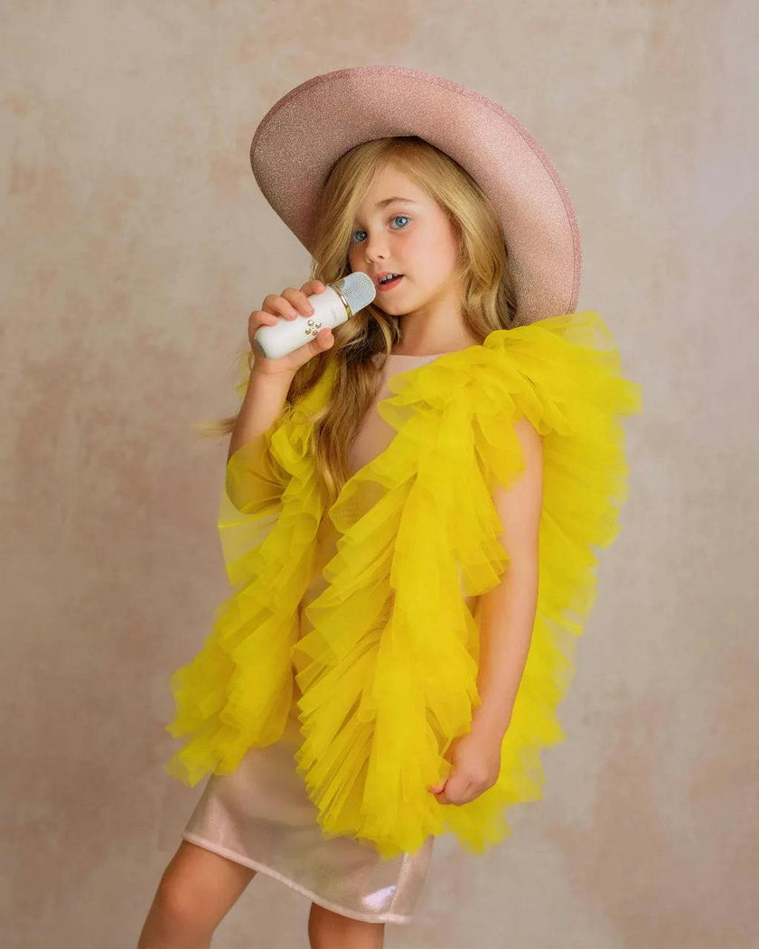 Radiant Yellow Fairy Wings Tulle Birthday Dress for Girls