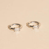 Titanium Baguette Crystal Rounded Huggie Hoop Earrings - FeatherTUFF™