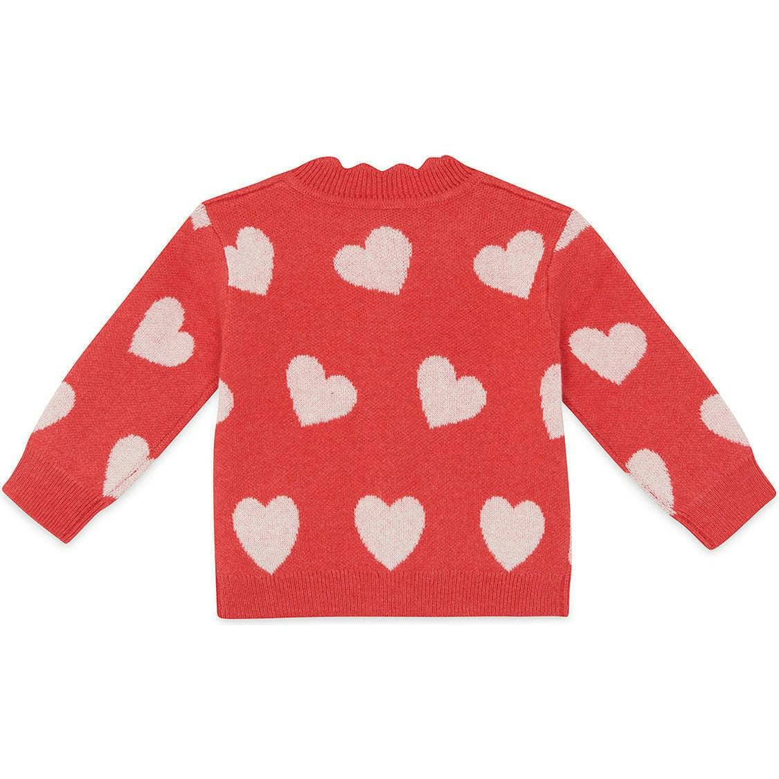 BONTON Mina Heart Baby Cardigan - Rose Faroe