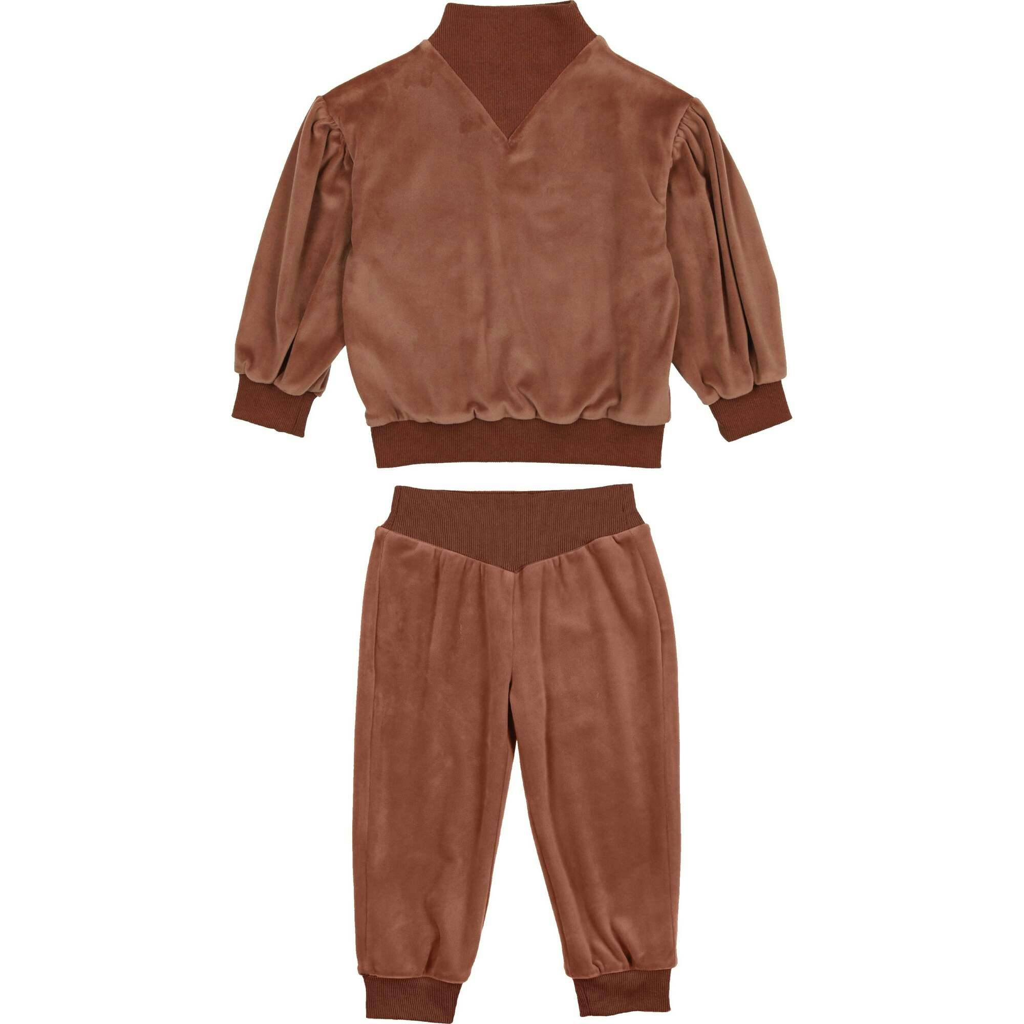 Baby Girls Velour Neck Sweater & Pant 2-Piece Set
