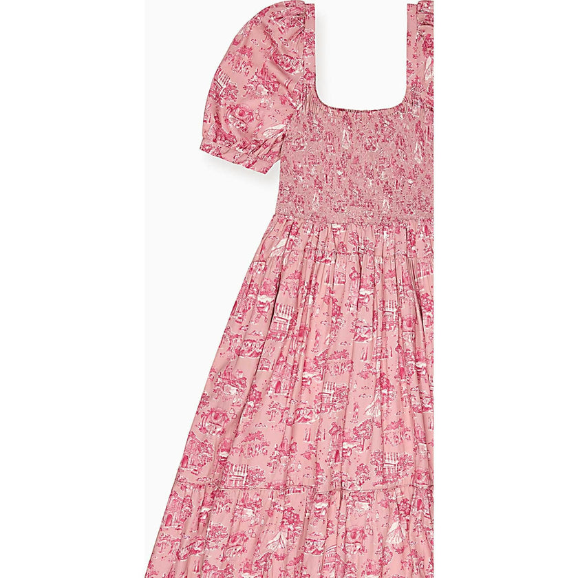 Nicky Hilton x La Coqueta Pink Toile de Jouy London Women Long Dress