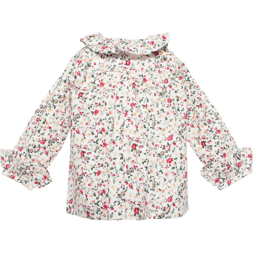 Holiday Floral Ruffle Blouse