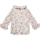 Holiday Floral Ruffle Blouse