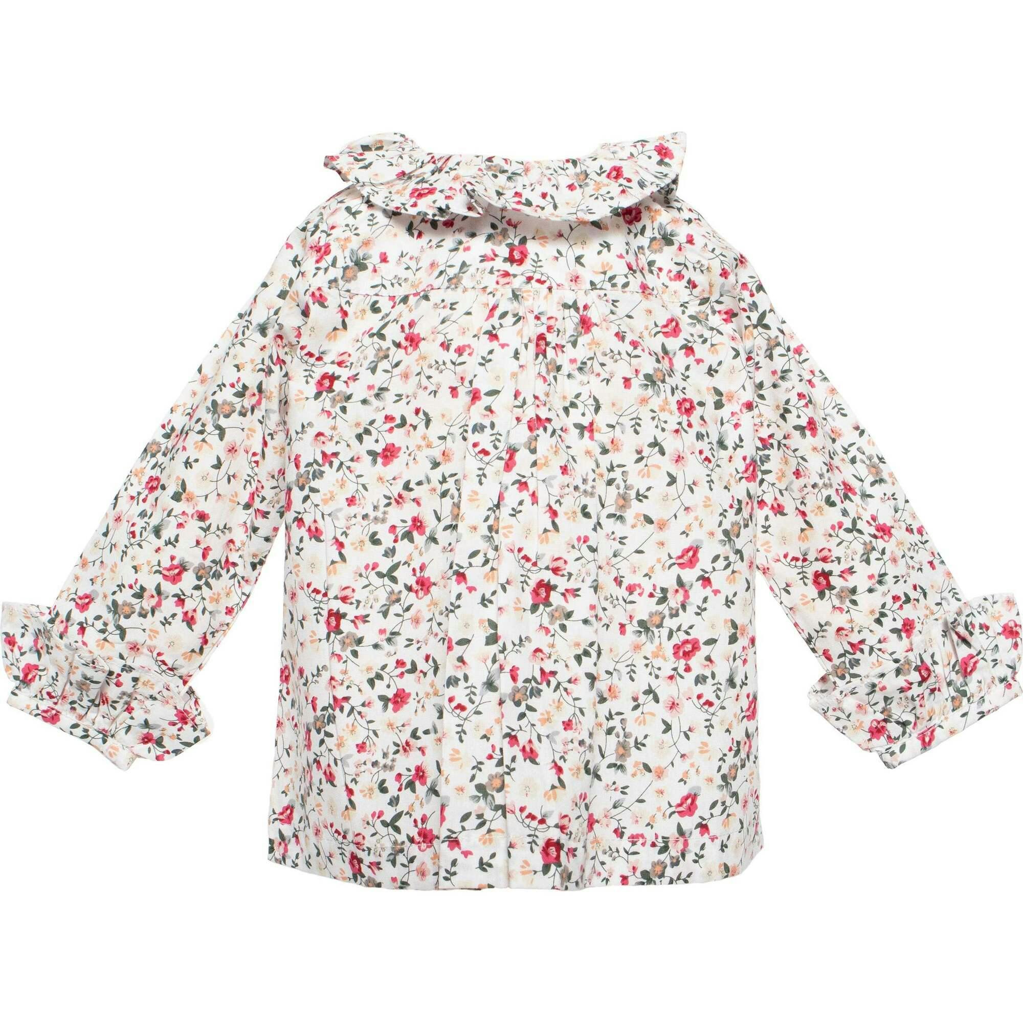 Holiday Floral Ruffle Blouse