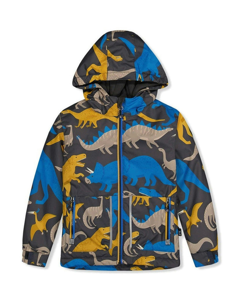 Light Weight Two Piece Chill Snowsuit Grey And Blue Dinosaur Print