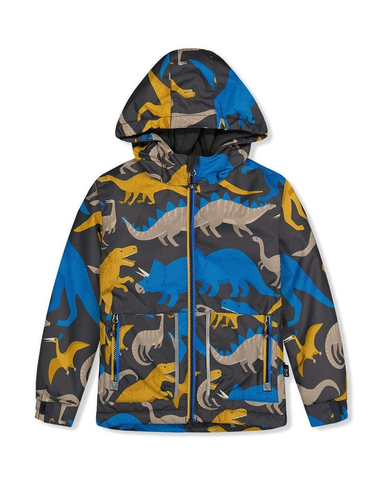Light Weight Two Piece Chill Snowsuit Grey And Blue Dinosaur Print