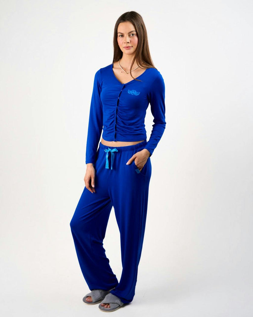 Blue Button Lounge Top