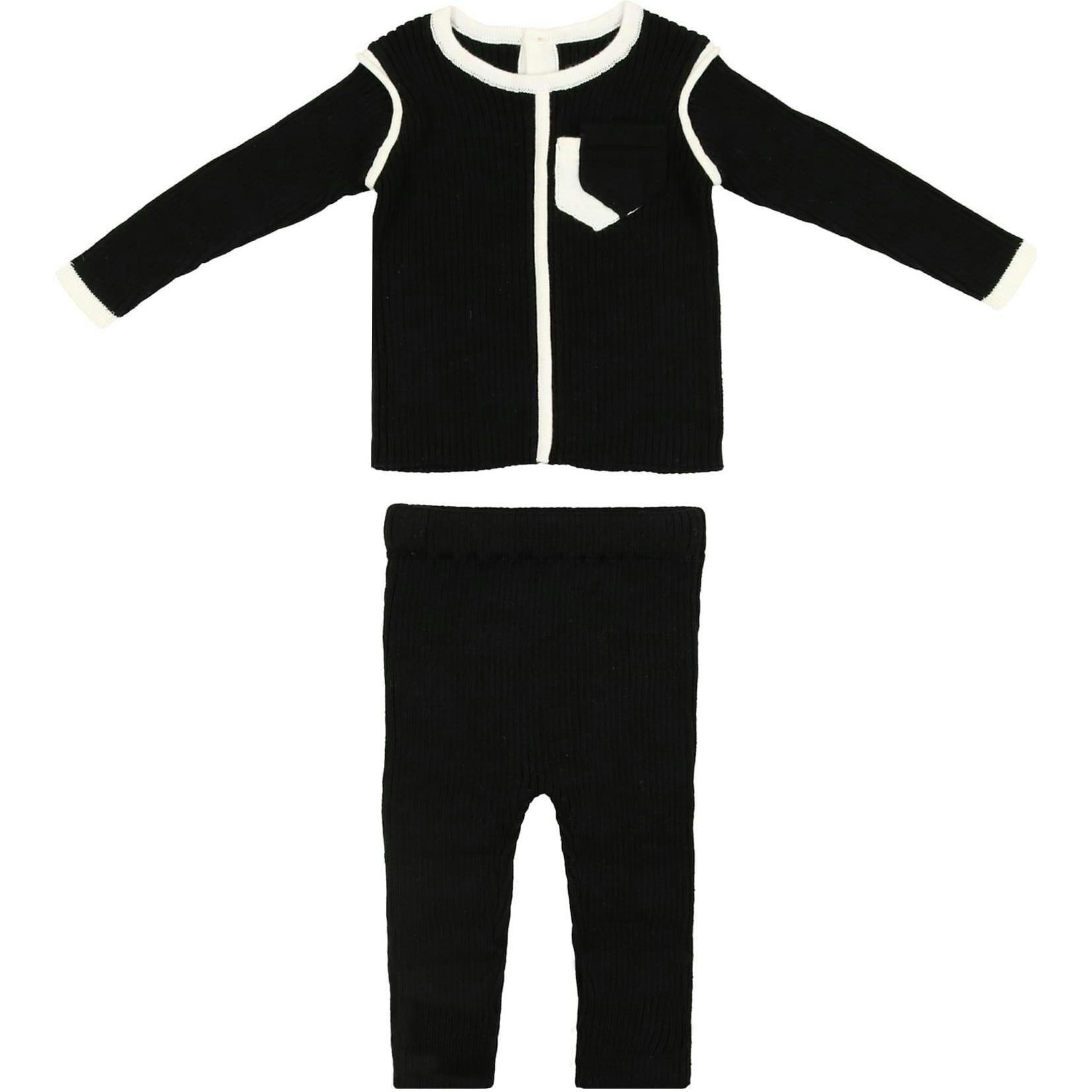 Piped Ribbed Pocket Top & Pant 2-Piece Set