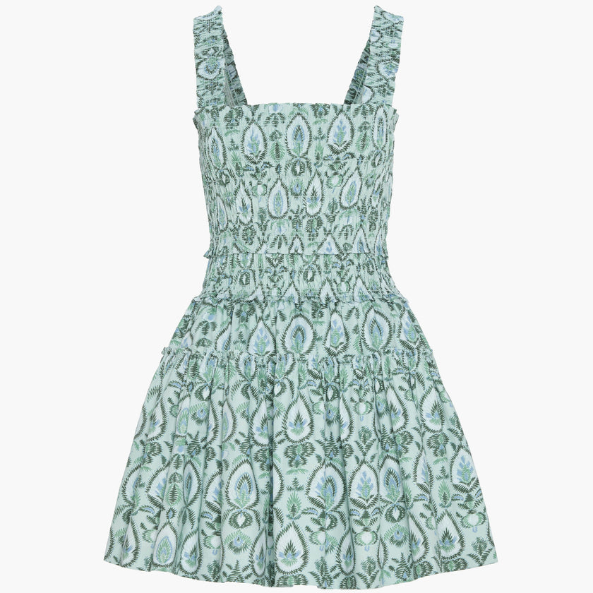 The Azalea Mini Nap Dress - Green Palm Ikat