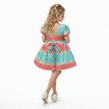 Aqua Sunset Sparkle Sequin Birthday Dress for Girls