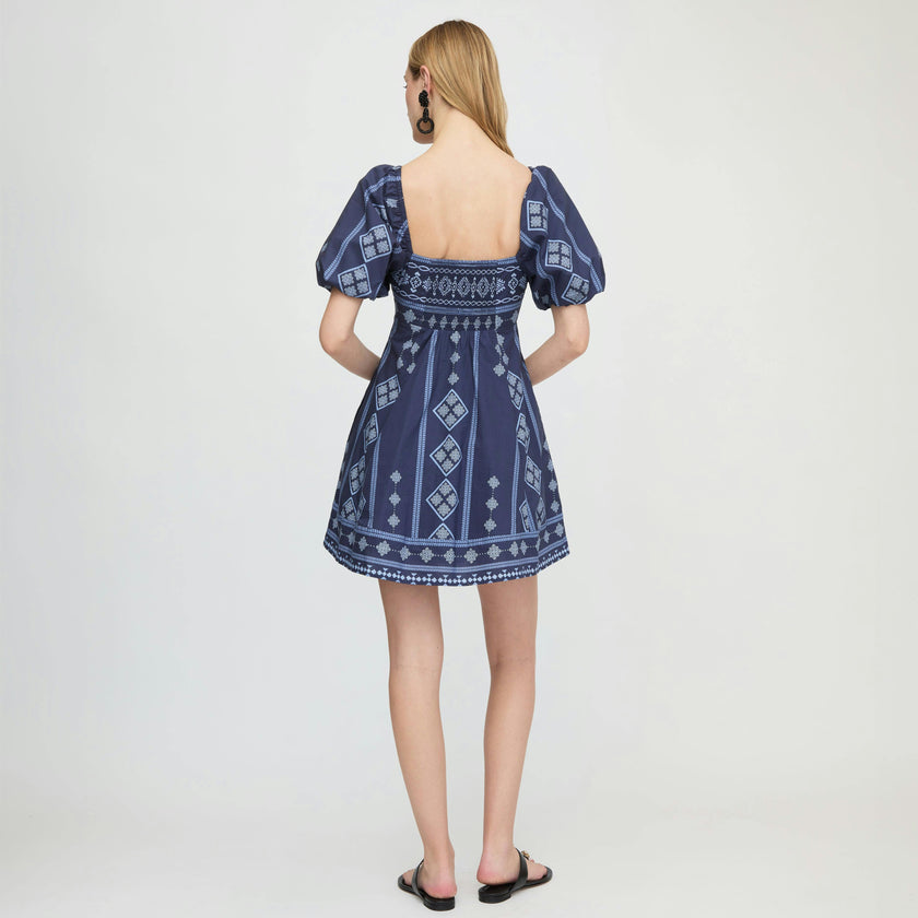 The Matilda Mini Dress - Navy Diamond Batik