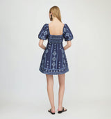 The Matilda Mini Dress - Navy Diamond Batik