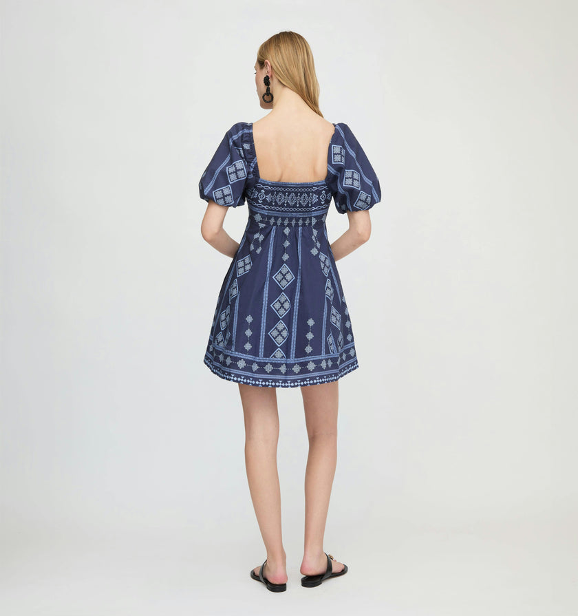 The Matilda Mini Dress - Navy Diamond Batik