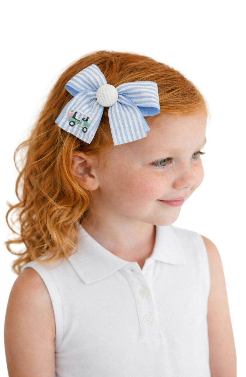 Golf Ball Seersucker Hair Bow