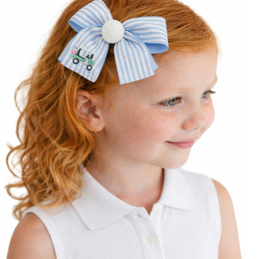 Golf Ball Seersucker Hair Bow